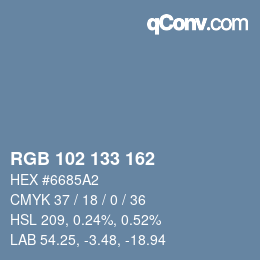 Color code: RGB 102 133 162 | qconv.com