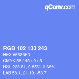 Color code: RGB 102 133 243 | qconv.com
