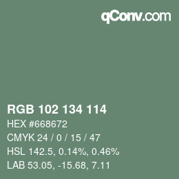 Color code: RGB 102 134 114 | qconv.com