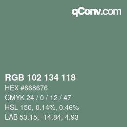 Color code: RGB 102 134 118 | qconv.com