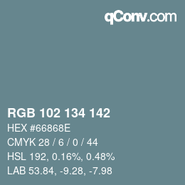 Color code: RGB 102 134 142 | qconv.com