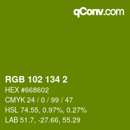 Color code: RGB 102 134 2 | qconv.com