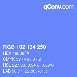 Color code: RGB 102 134 250 | qconv.com