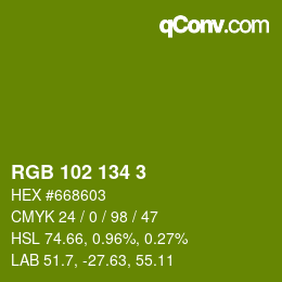 Color code: RGB 102 134 3 | qconv.com
