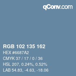カラーコード: RGB 102 135 162 | qconv.com
