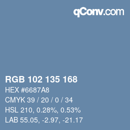 Color code: RGB 102 135 168 | qconv.com