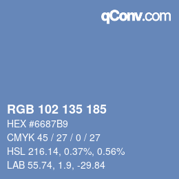 Color code: RGB 102 135 185 | qconv.com