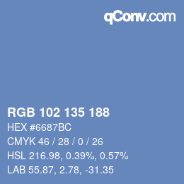 Código de color: RGB 102 135 188 | qconv.com