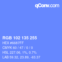 Color code: RGB 102 135 255 | qconv.com