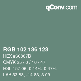Farbcode: RGB 102 136 123 | qconv.com