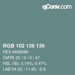 Color code: RGB 102 136 136 | qconv.com