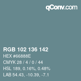 Código de color: RGB 102 136 142 | qconv.com