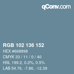 Color code: RGB 102 136 152 | qconv.com