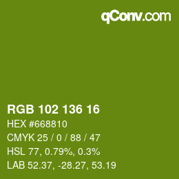 Color code: RGB 102 136 16 | qconv.com