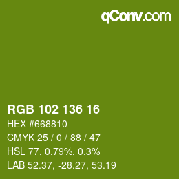 Color code: RGB 102 136 16 | qconv.com