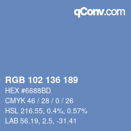 Color code: RGB 102 136 189 | qconv.com