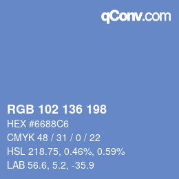 カラーコード: RGB 102 136 198 | qconv.com