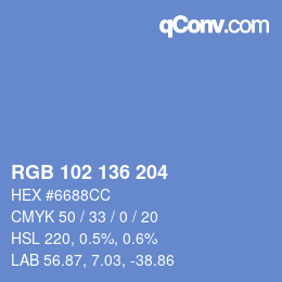 Color code: RGB 102 136 204 | qconv.com