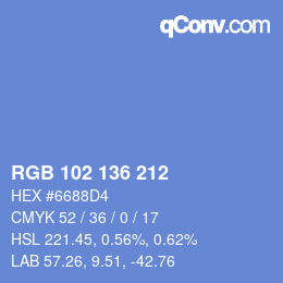 カラーコード: RGB 102 136 212 | qconv.com