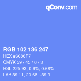 カラーコード: RGB 102 136 247 | qconv.com