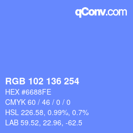 Farbcode: RGB 102 136 254 | qconv.com