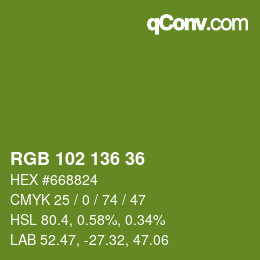 カラーコード: RGB 102 136 36 | qconv.com