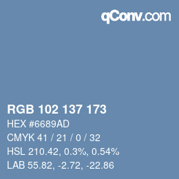 Color code: RGB 102 137 173 | qconv.com