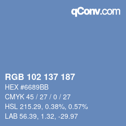 Color code: RGB 102 137 187 | qconv.com