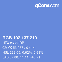 Color code: RGB 102 137 219 | qconv.com