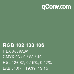 Color code: RGB 102 138 106 | qconv.com