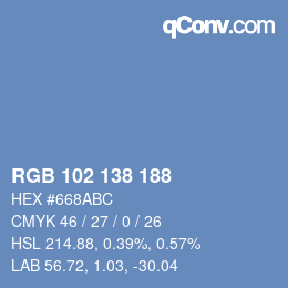 Color code: RGB 102 138 188 | qconv.com