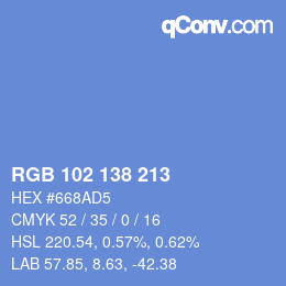 Color code: RGB 102 138 213 | qconv.com