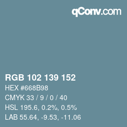 Color code: RGB 102 139 152 | qconv.com