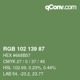 Código de color: RGB 102 139 87 | qconv.com