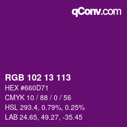 Code couleur: RGB 102 13 113 | qconv.com
