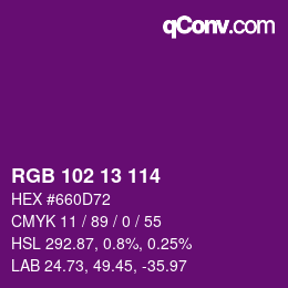 Color code: RGB 102 13 114 | qconv.com