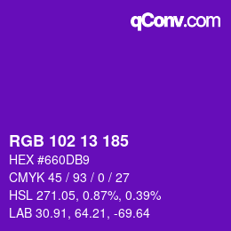 Color code: RGB 102 13 185 | qconv.com
