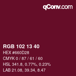 Color code: RGB 102 13 40 | qconv.com