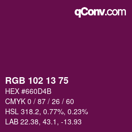 Color code: RGB 102 13 75 | qconv.com