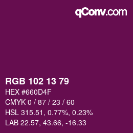 Color code: RGB 102 13 79 | qconv.com