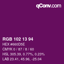 Color code: RGB 102 13 94 | qconv.com