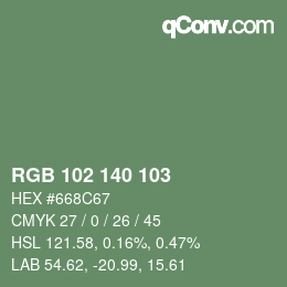 Color code: RGB 102 140 103 | qconv.com