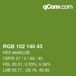 Color code: RGB 102 140 43 | qconv.com