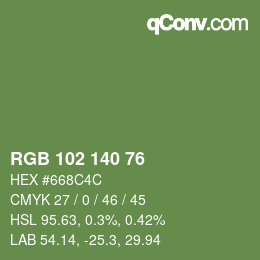 Color code: RGB 102 140 76 | qconv.com