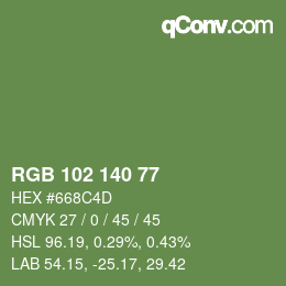 Color code: RGB 102 140 77 | qconv.com