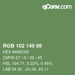 Color code: RGB 102 140 89 | qconv.com