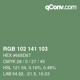 Color code: RGB 102 141 103 | qconv.com