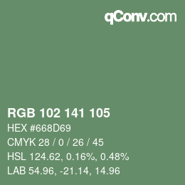 Color code: RGB 102 141 105 | qconv.com