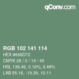 Color code: RGB 102 141 114 | qconv.com