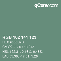 Código de color: RGB 102 141 123 | qconv.com